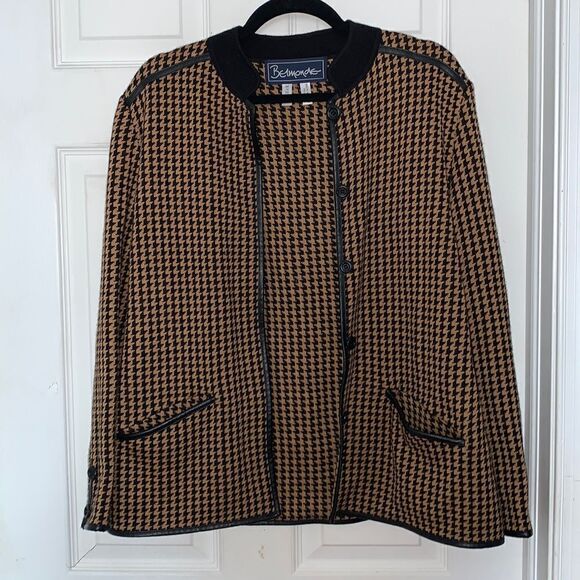Vintage Belmonde Houndstooth Sweater Jacket - Picture 1 of 4
